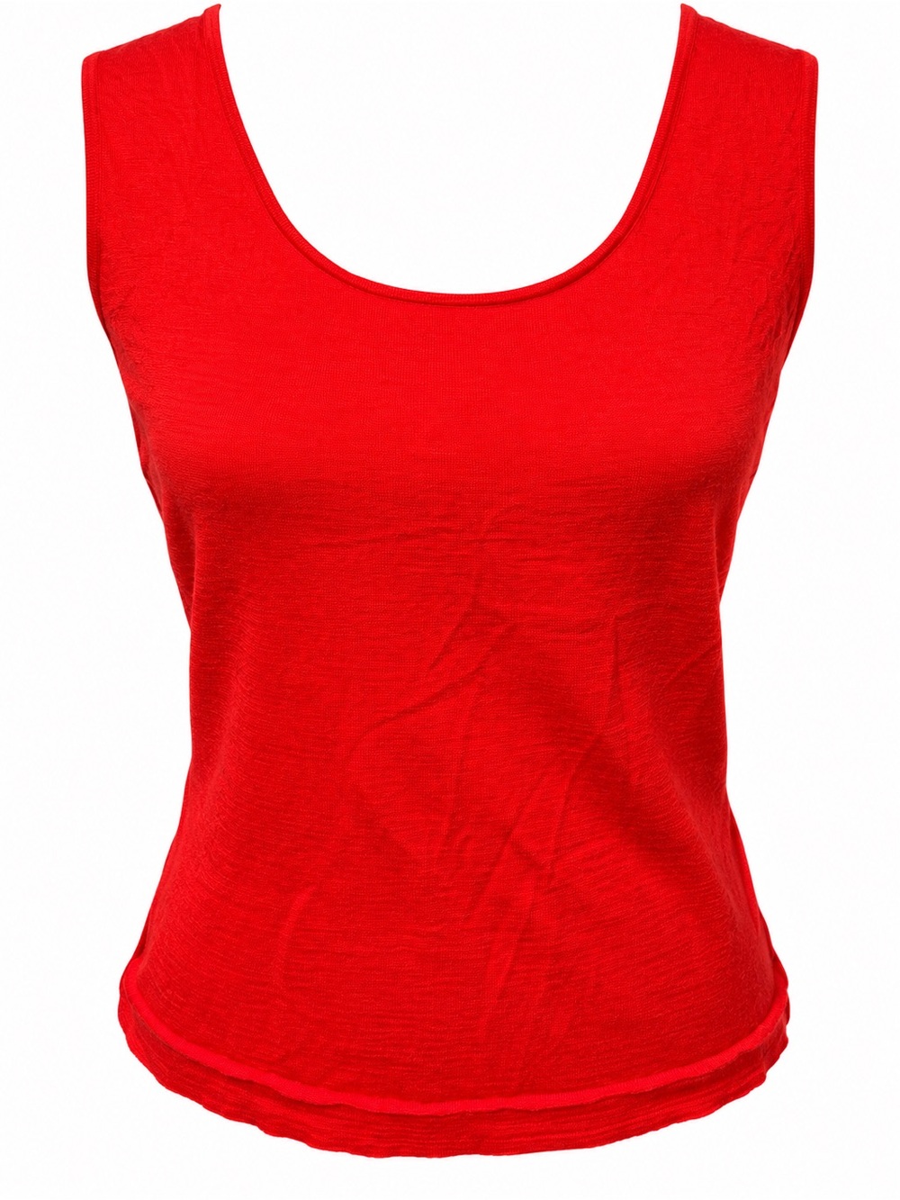 Lafayette 148 Red 100% Super 120s Wool Tank Top L Quiet Luxury Minimalist